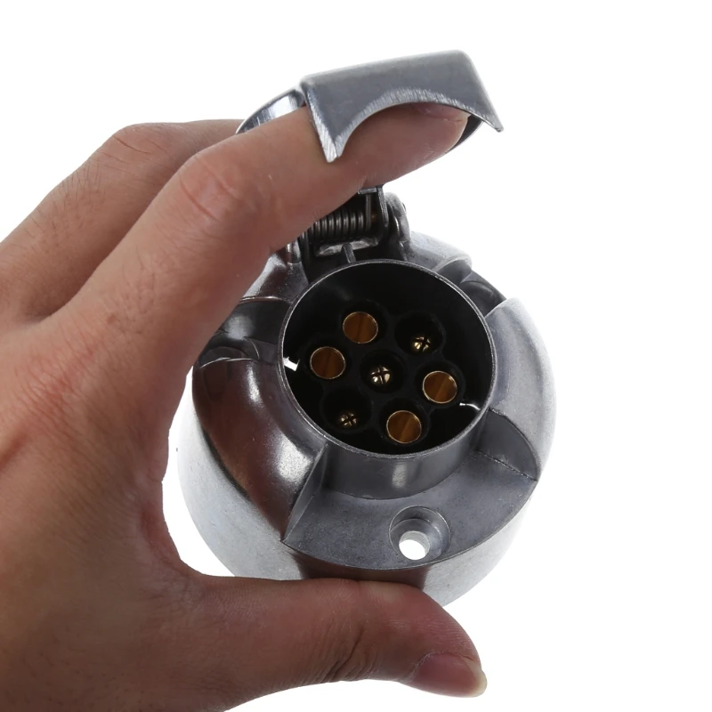 

7 Pins 12N Towing Electric Metal Trailer Caravan Car Plug Socket Towbar Chrome 1XCF