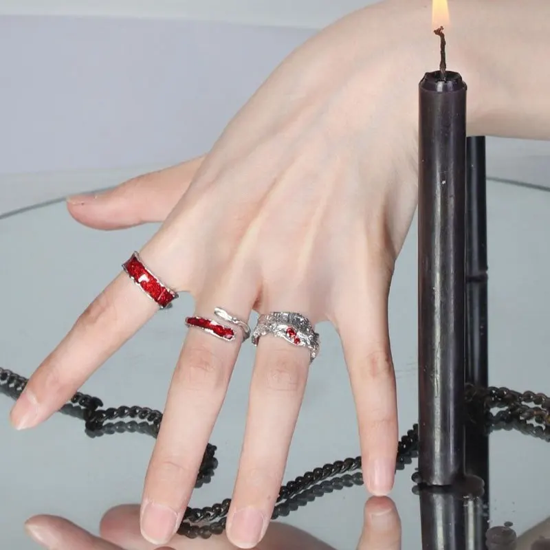 1 шт. винтажное асимметричное кольцо уникального дизайна красные изысканные