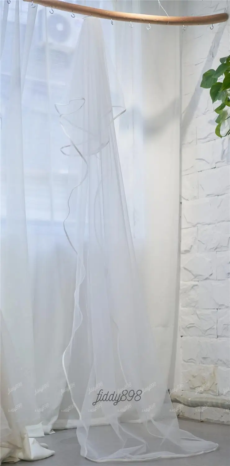 Фата свадебная Длинная фата невесты с гребнем 2 метра лентой по краю свадебные