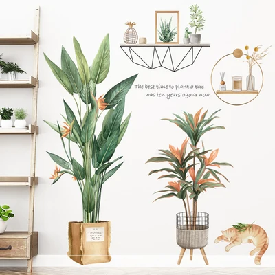 

Nordic Plants Flowers Paradise Birds Vinyl Decal Modern Living Room Decoration DIY Wall Papers Home Decor Stickers Bedroom Decal