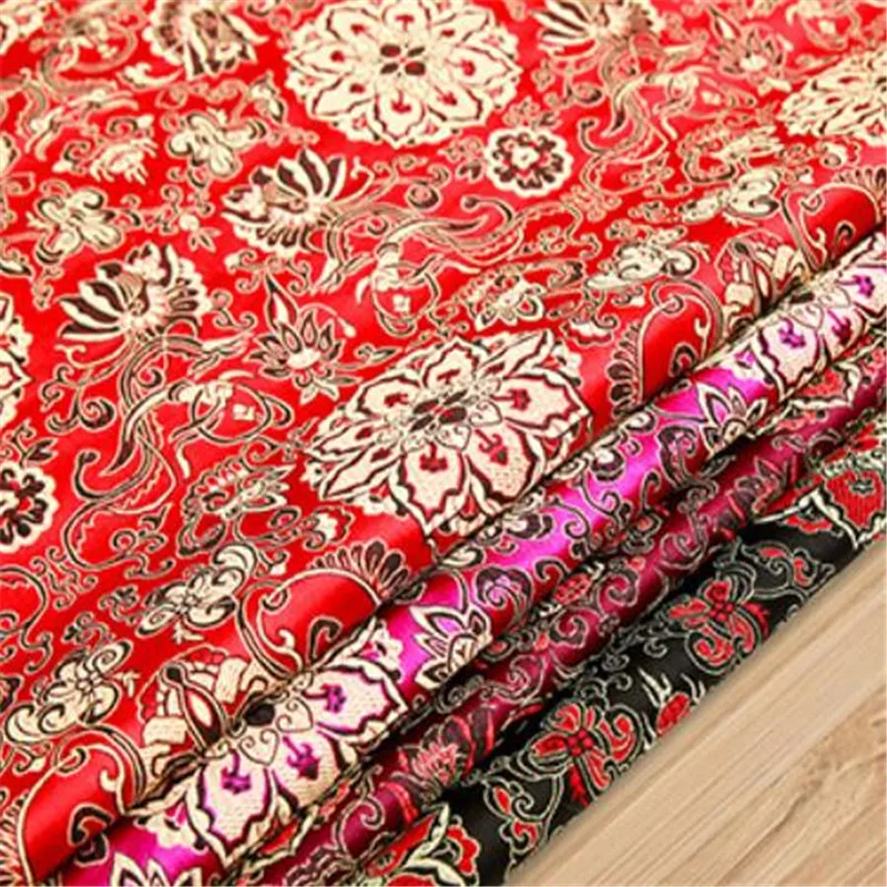 Полиэфирная жаккардовая парчовая ткань оптовая продажа Модный узор с цветами