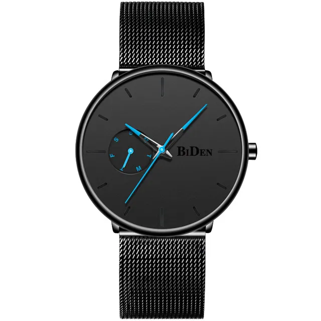 Color 2 Reloj Hombre BIDEN Top Brand Luxury Men Watches Waterproof Ultra Thin Date Wrist Watch Male Mesh Strap Casual Quartz Clock - Цвет: Color 2