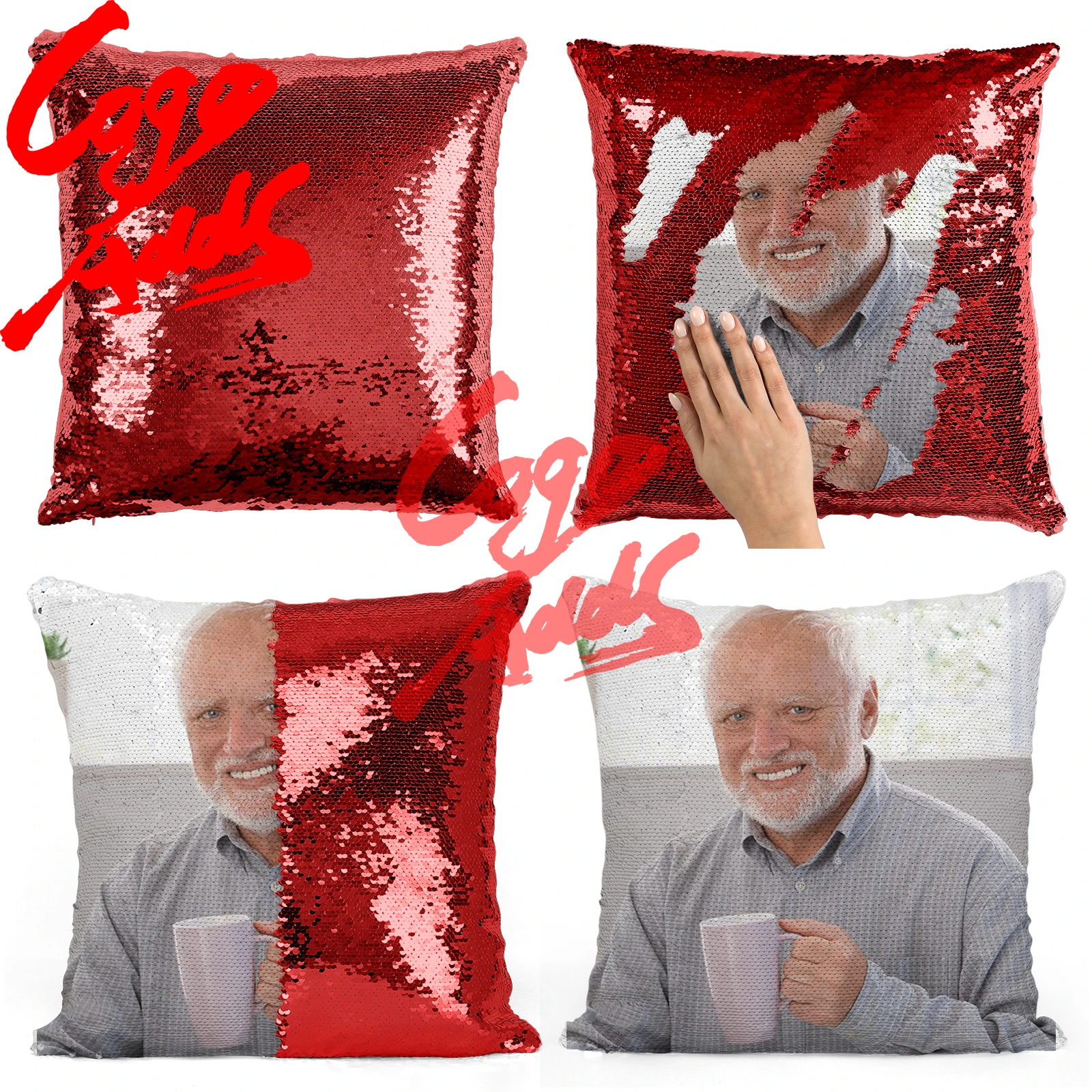 Гарольд и чашка чайного мема блестящая Подушка наволочка двухцветная подарок