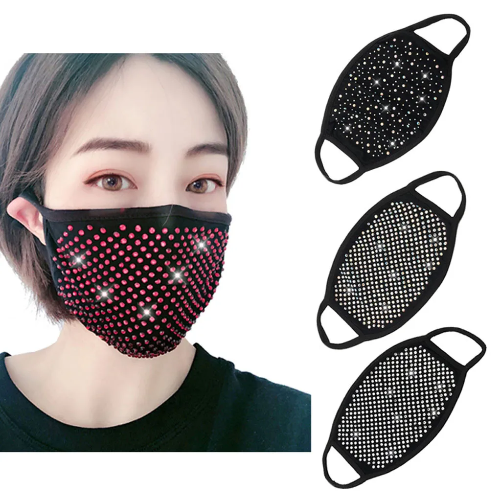 Модные женские респираторы с блестками пылезащитные ветрозащитные стразы маска