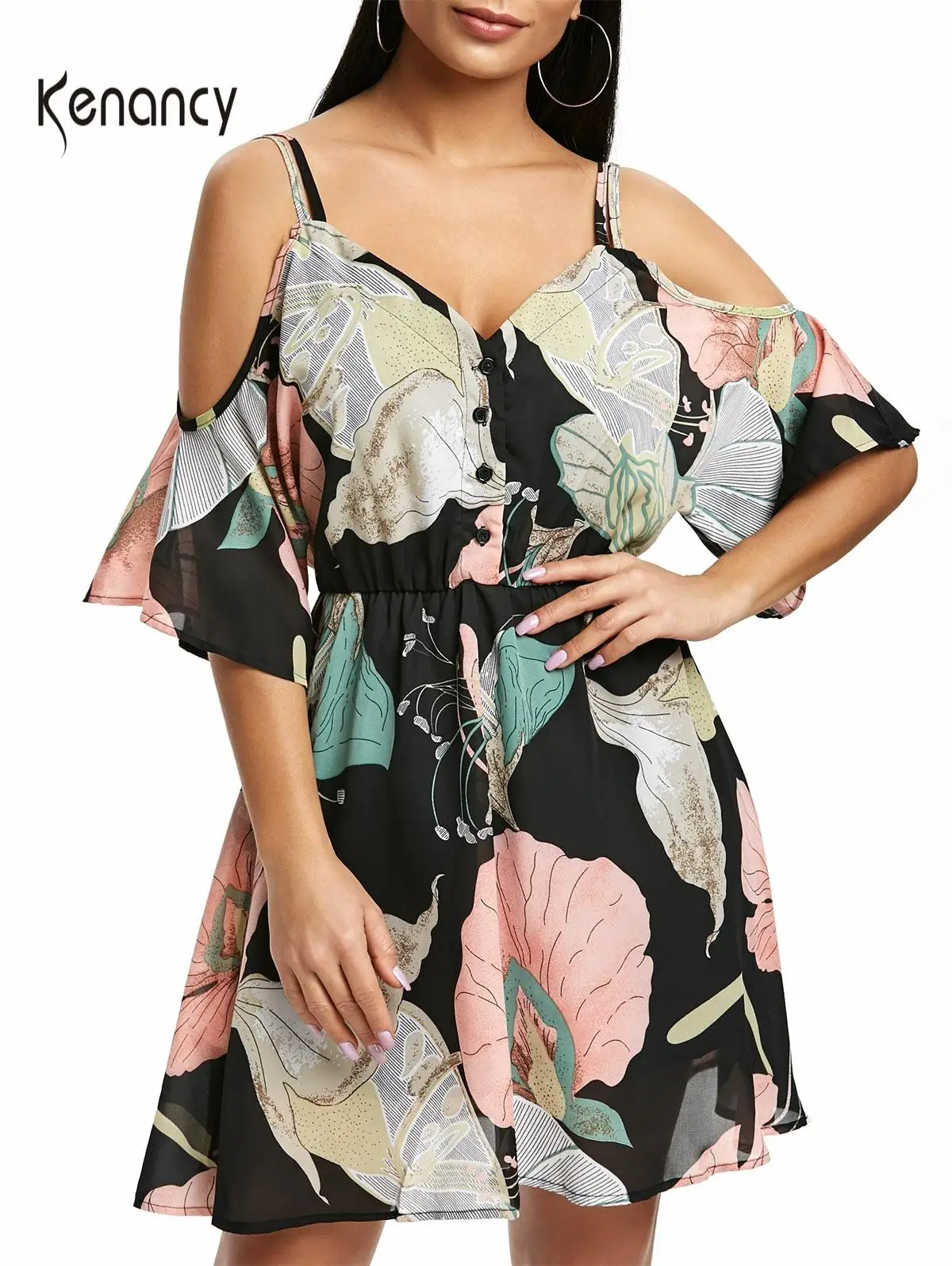 Женское Повседневное платье с цветочным принтом Kenancy Летнее мини трапециевидной