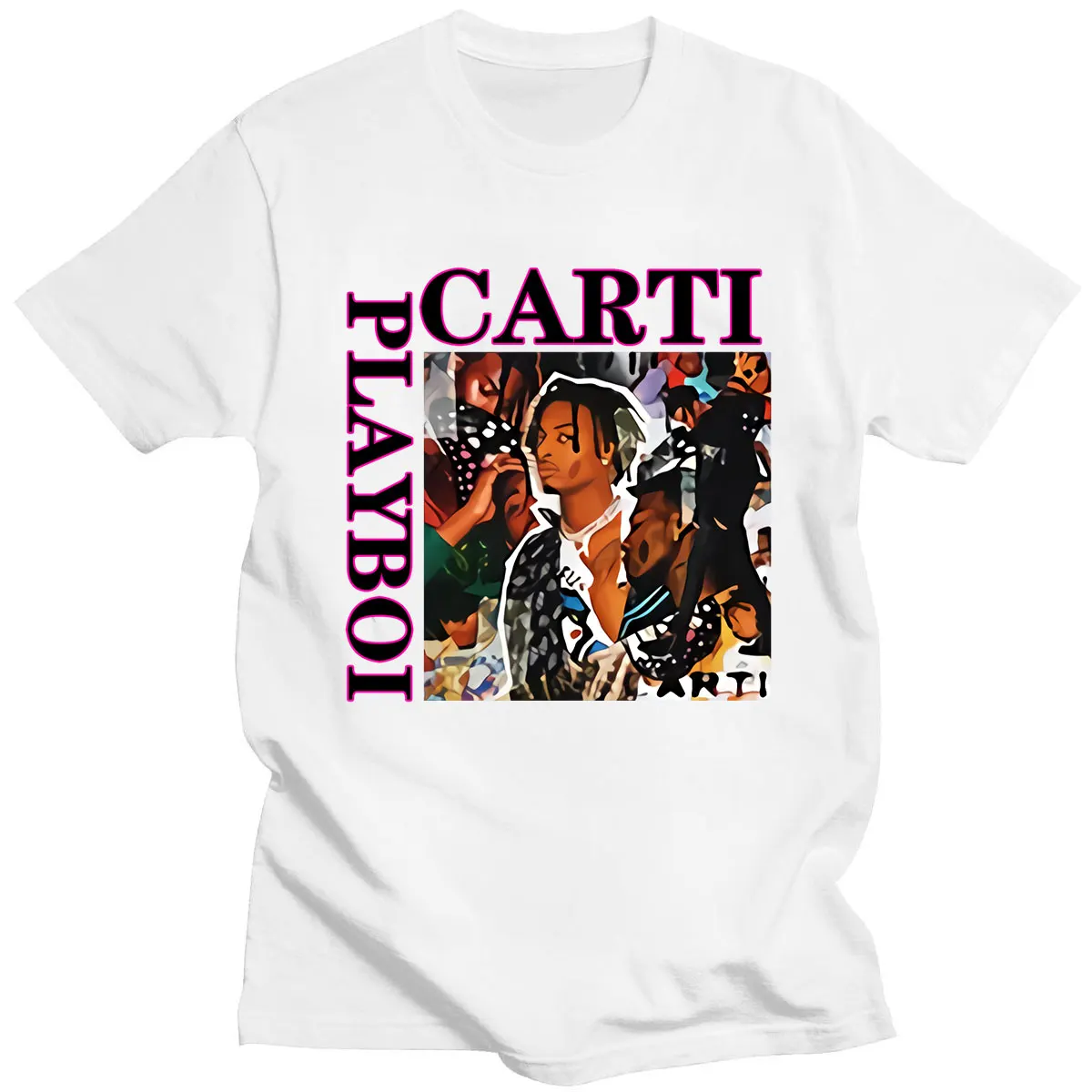 

Cashcarti Playboi Carti Vintage Men T Shirt Summer Short Sleeve O-neck Cotton Tops Tee Shirt Rap Music Streetwear Oversized