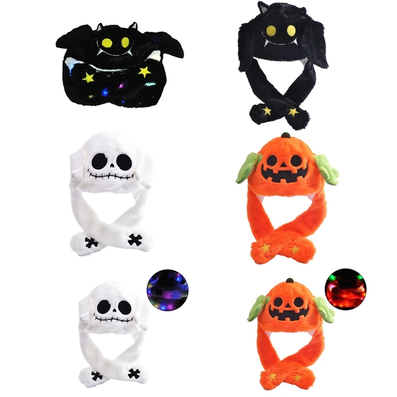 

Хэллоуин шапка M89E с подвижными ушками с пушистыми ушками толстовки Забавный ветрозащитный шейный шарф
