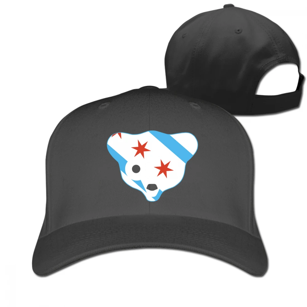 Chicago Flag Bear Черная мужская Кепка унисекс регулируемая шапка для гольфа папы |
