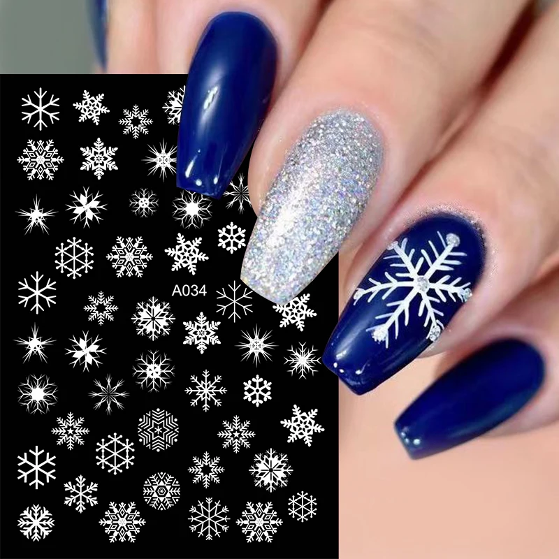 

Christmas Nail Sticker 3D Three-dimensional Applique Colorful Luminous White Elk Snowflake DIY Nail Art Decoration Accessories