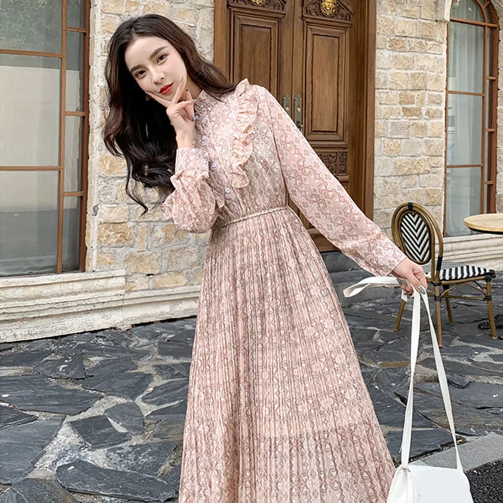 SAGACE платья с принтом элегантное женское пляжное платье длинным рукавом и v