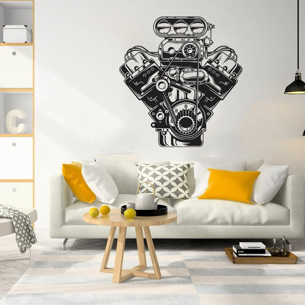 

Car Engine Motor Wall Sticker Garage Auto Service Wall Decal For Car Repair Machine Mural Waterproof Vinyl M0065