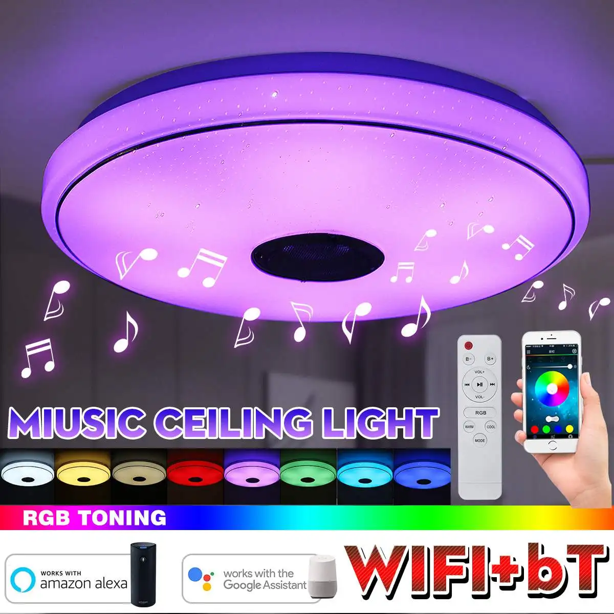 

Современный RGB светодиодный потолочный светильник, 100-220 В, освещение для дома, 72 Вт, музыкальный светильник APP bluetooth для спальни, умные потоло...