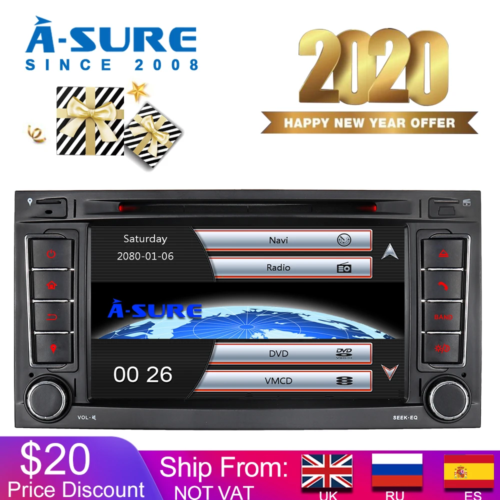 Автомобильный мультимедийный dvd плеер A Sure 2 Din 7 '' GPS навигация для Volkswagen VW Multivan