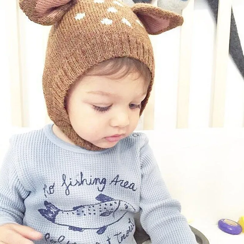 

Winter Cute Deer Ears Baby Hat Cap Knit Soft Baby Boy Girl Hat Bonnet Beanie Children Kids Hat Newborn Baby Winter Hat muts