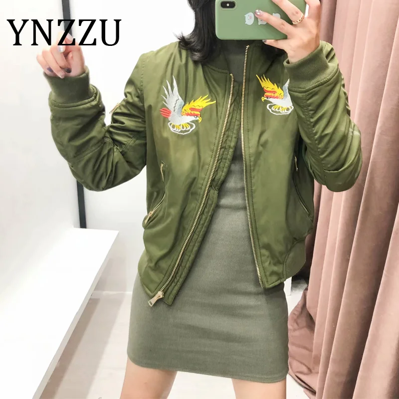 YNZZU Eagle вышивка новая весенне зимняя парка классная Основная куртка бомбер