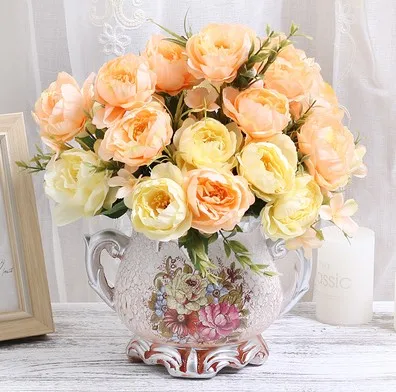 Европейская керамическая ваза + искусственный цветок набор статуэтки для