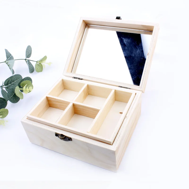 

Зеркальный Макияж Организатор обычный деревянный ящик для хранения ювелирных изделий Чехол Дисплей для дома номер Декор для магазина MJ