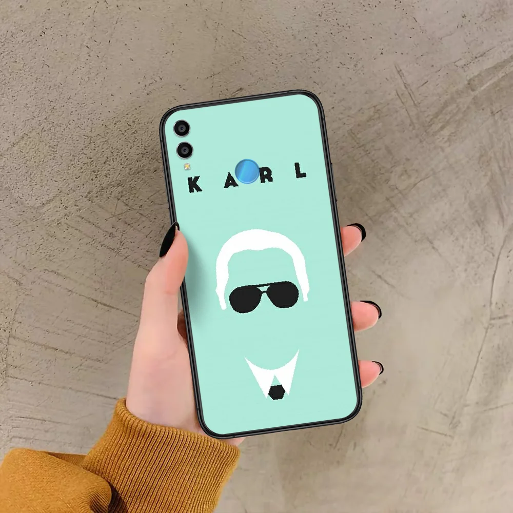 

Famous designer KARLs Phone Case For Huawei Honor 6A 7A 7C 8 8A 8X 9 9X 10 10i 20 Lite Pro Play black Cover Silicone Etui Luxury