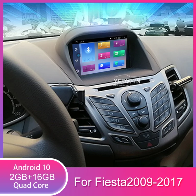 Четырехъядерный автомобильный DVD плеер android 10 GPS для Ford Fiesta 2009 2010 2012 2013 2014 2015 2016