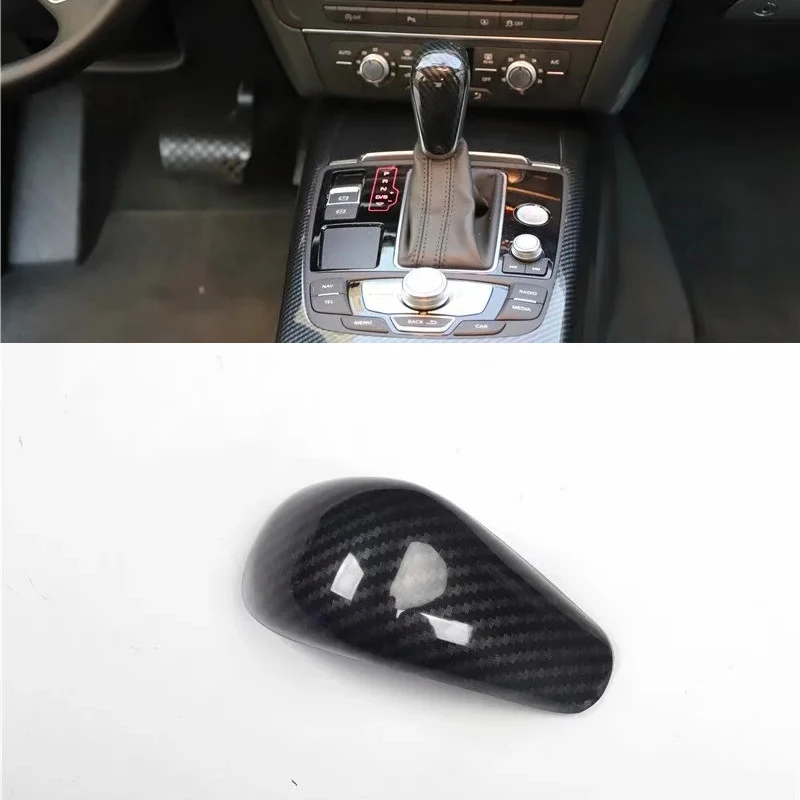 

For Audi A6 A6L 2012-2018 1PC Carbon Fiber ABS Car Gear Shift Knob Frame Cover Trim Moldings Car Styling