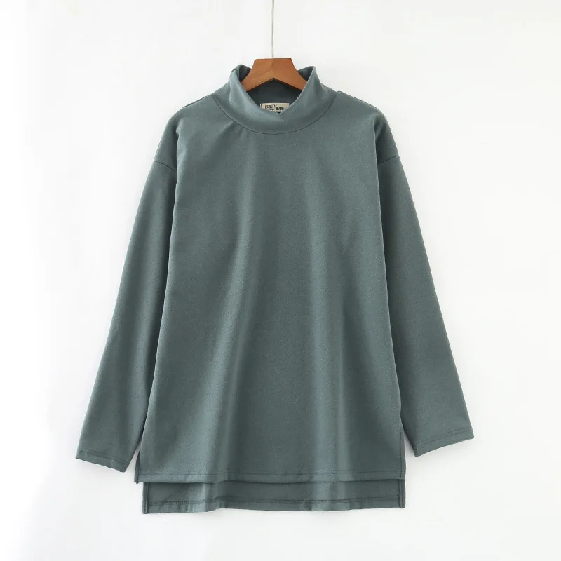 

Autumn and winter new double-sided German velvet high-necked large fat MM bottoming shirt Korean loose casual warm mid-length to