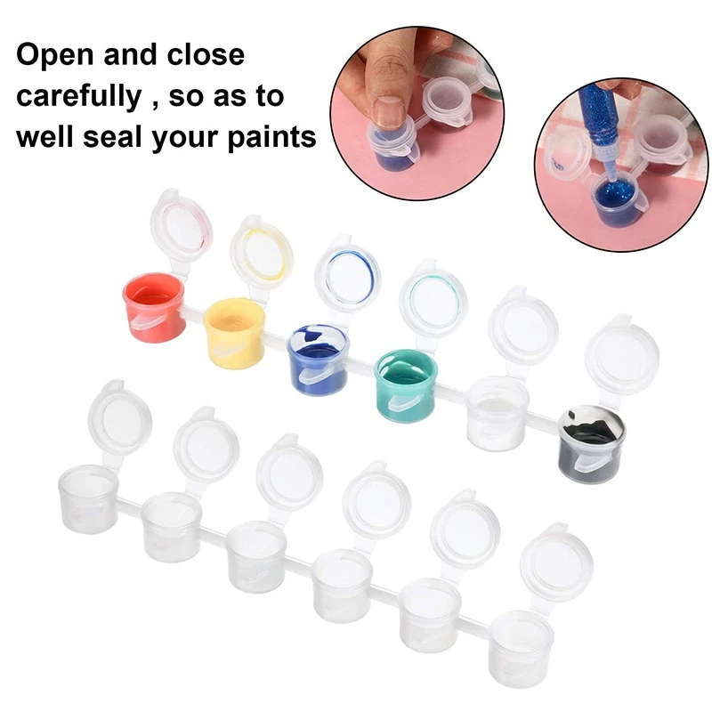 

48 Strips Empty Paint Strips Paint Cup Pots Clear Storage Containers Painting Arts Crafts Supplies 144 Pots 2Ml & 5Ml