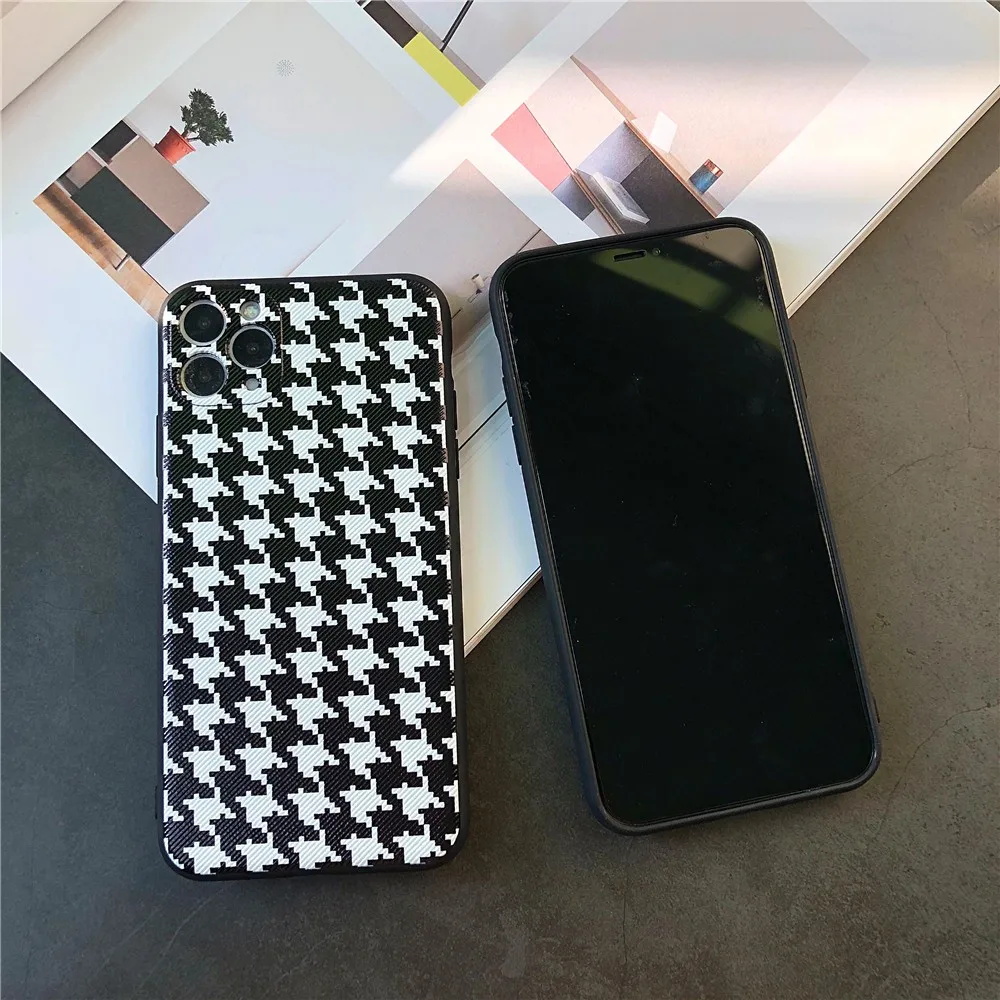 

Fashion Houndstooth Pattern Female Soft Case For Iphone 11 12 Pro Max Mini 7 8 Plus Xr X Xs Max Se 2 Silicone Phone Cover Fundas