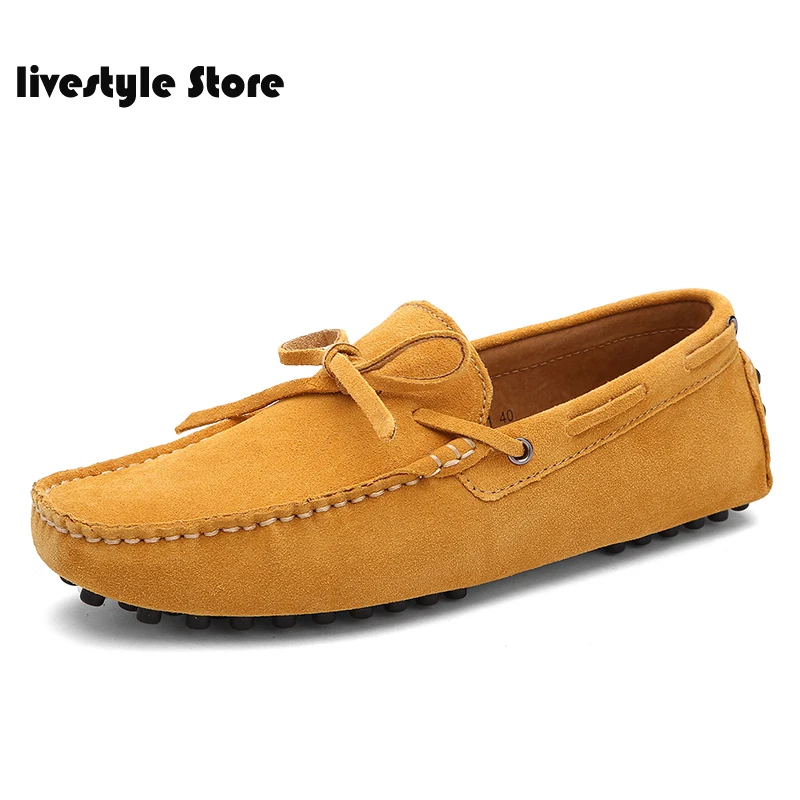 

2021 Rand Big Size Cow Suede Leather Men Flats 2020 New Men Casual Shoes High Quality Men Loafers Moccasin Driving Shoes