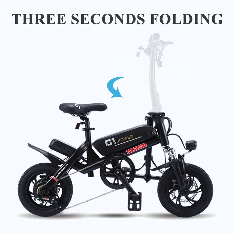 C1 Умный складной электрический велосипед 12 дюймов Ebike 36 В литиевая батарея супер