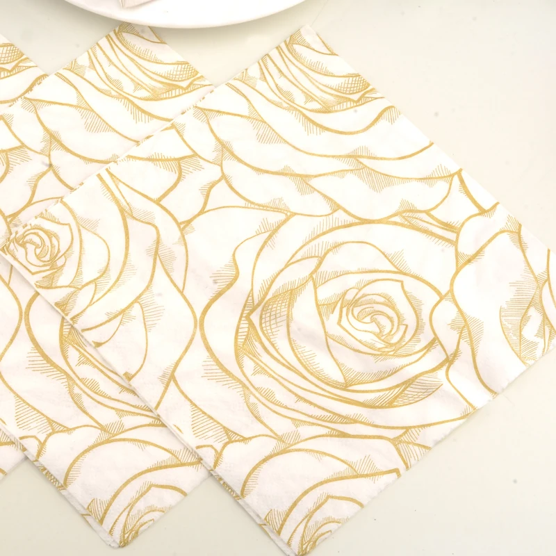 20 шт золотой цветочный цветок тема бумажные салфетки еда праздничные вечерние