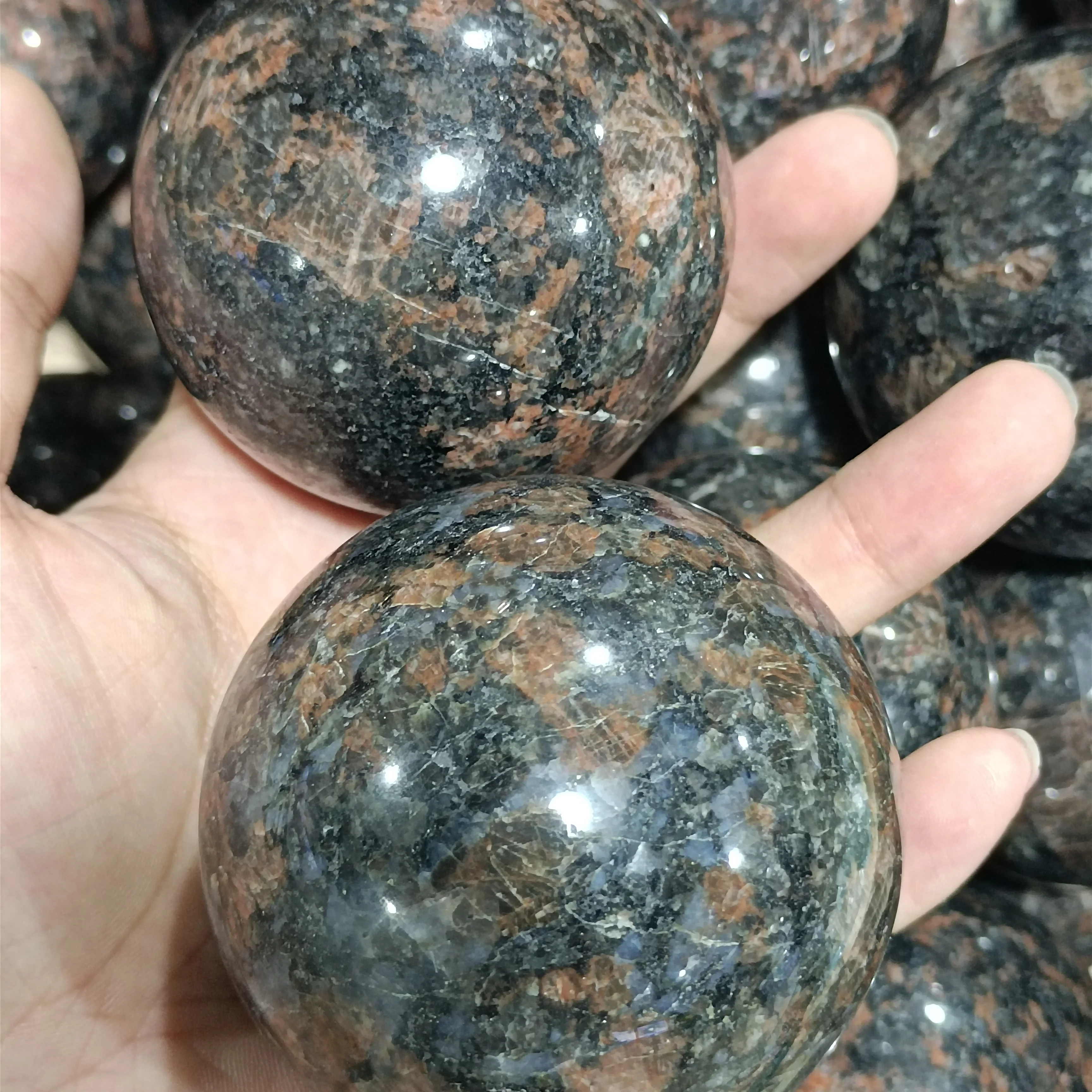 

350-400g 1pc Natural Rare Red flash ball Sphere Quartz Crystal Mineral Healing Ornaments