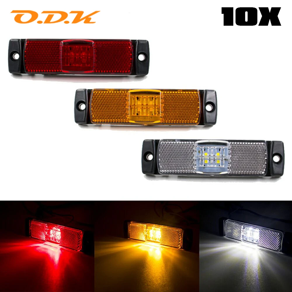 

10Pcs 12V 24V 4 LED Car External Side Marker Light Position Warning Indicator Rear Turn Signal Lamp Trailer Truck Lorry Van
