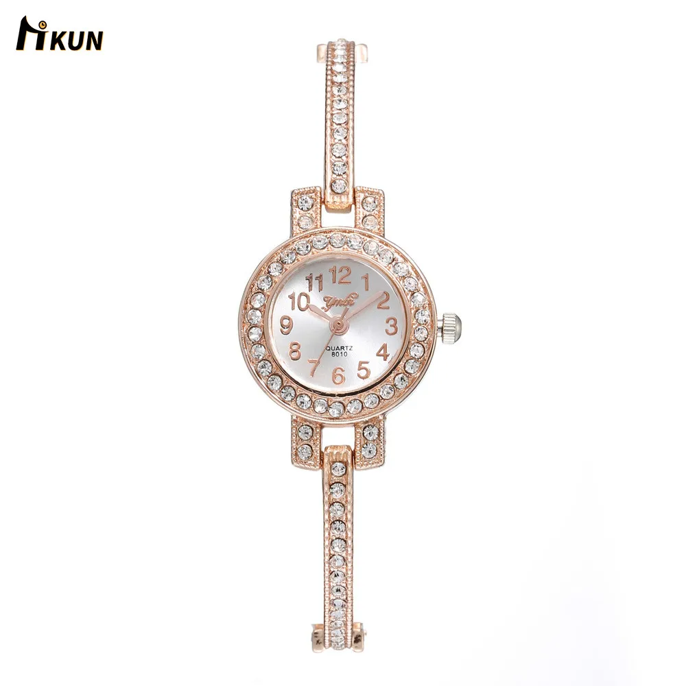 Женские роскошные часы из нержавеющей стали Vente chaude Mode De Luxe Femmes Montre браслет с