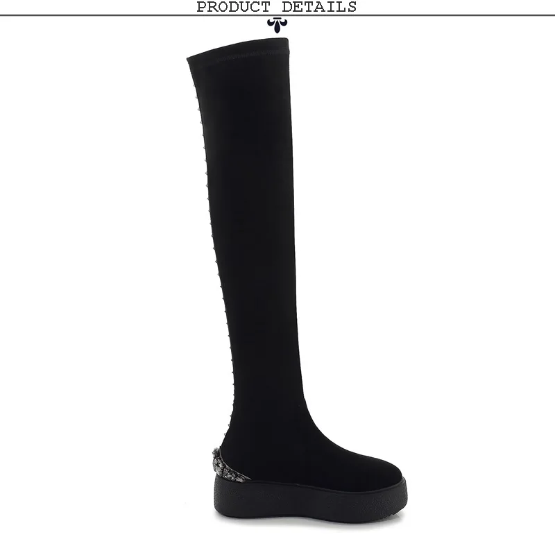 ZVQ winter newest fashion over knee boots outside comfortable high heels platform crystal kid suede women shoes drop shipping