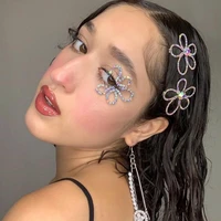 goth punk igirl crystal flower shape hair clip pin women street fashion girl shiny rhinestone hair clip jewelry accessories