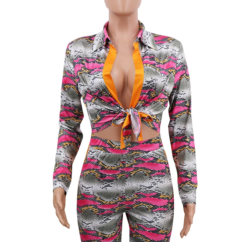 Модный повседневный укороченный топ с длинными рукавами и принтом сбоку в