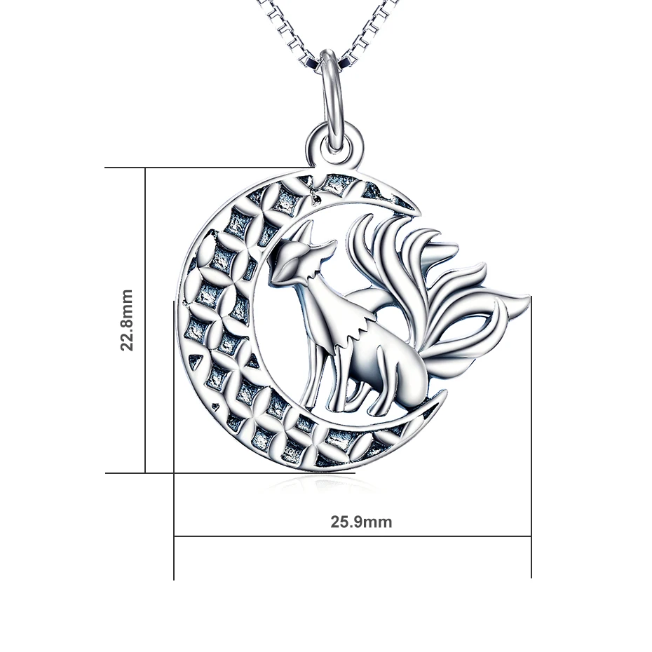 Ожерелье из серебра 925 пробы с подвеской в виде полумесяца и лисы|crescent moon|fashion