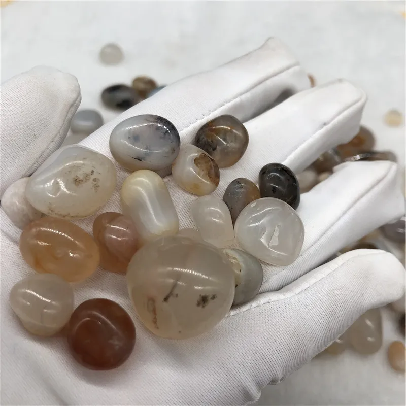 Натуральный Полированный Белый водный агатовый гравий для ландшафтного