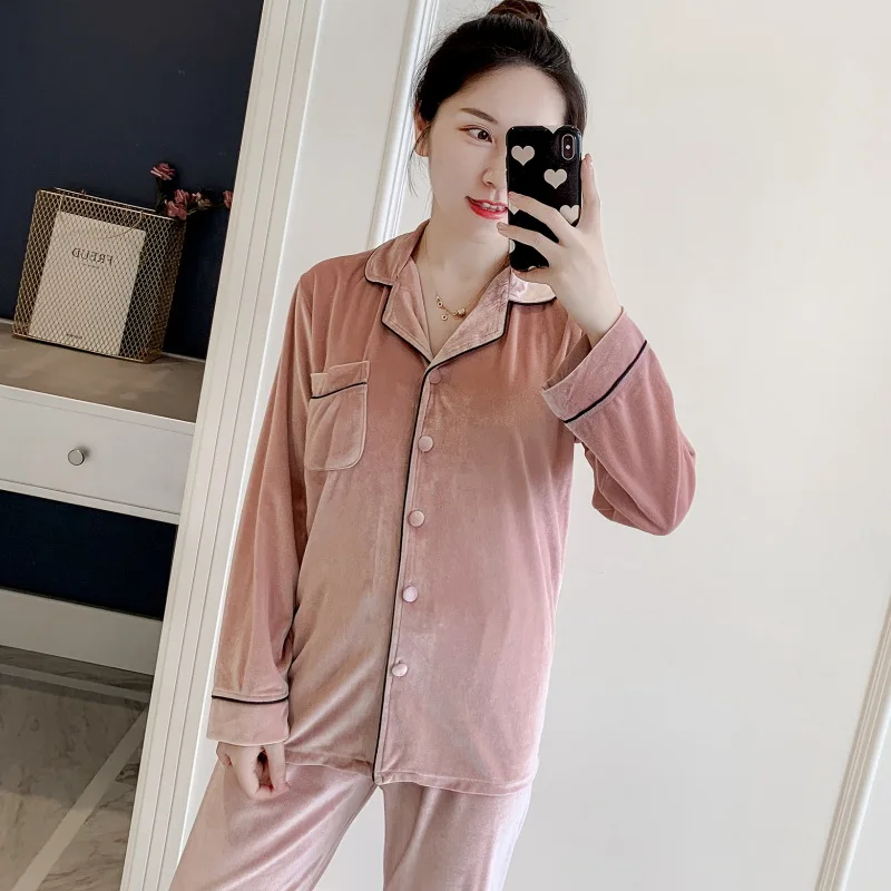 Бархатные пижамные комплекты MECHCITIZ 2019 осенний зимний халат штаны пижамы женская