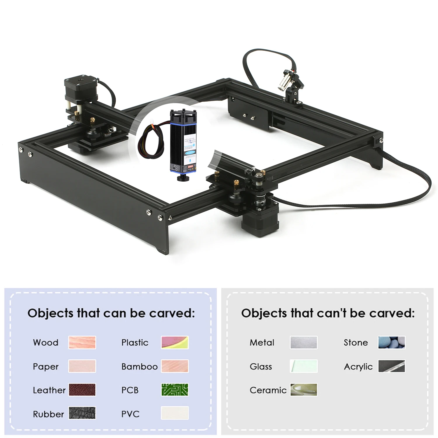 Лазерный гравировальный станок 40 вт 450 нм фиксированное фокусное расстояние