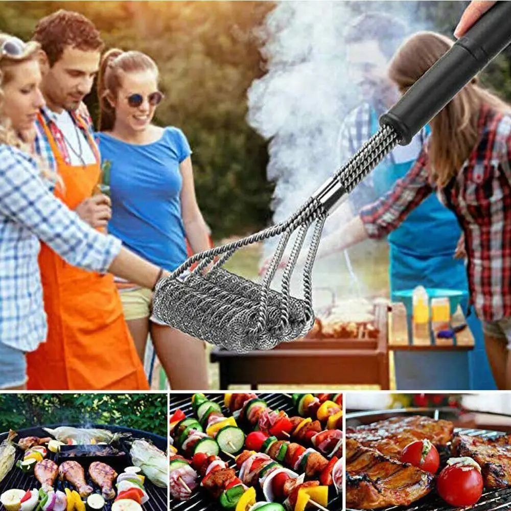 

Kitchen Accessories BBQ Grill Barbecue Kit Cleaning Brush Steel Cooking Tools Barbecue Gadgets Accessories Brushes