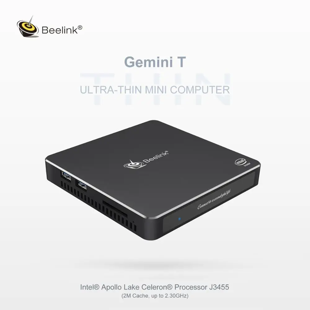 Мини ПК Beelink Gemini T34 Apollo Lake J3455 2 4 ГГц + 5 8 WiFi 1000 Мбит/с USB3.0 поддержка Bluetooth 0 двойной