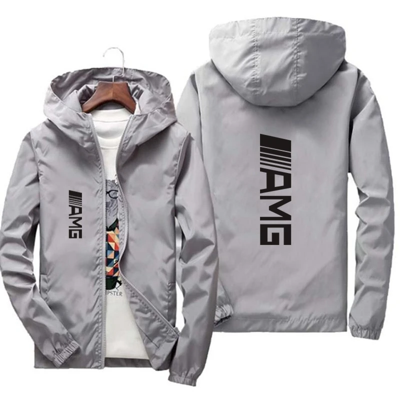 

AMG-Men Women Casual Pilot Jacket Zipper Hooded Thin Windbreaker Spring / Summer 2021