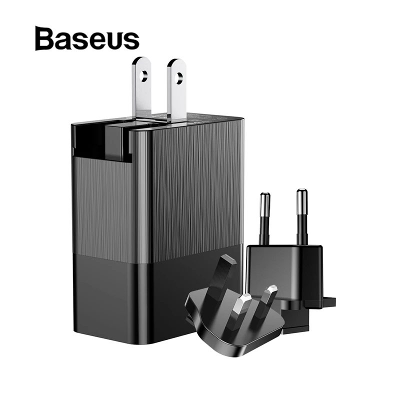 Baseus 3 Порты и разъёмы USB Зарядное устройство 3in1 тройной ЕС, США, Великобритании Подключите 2.4A Путешествия стены Зарядное устройство адаптер для iPhone samsung Xiaomi телефон USB Зарядное устройство