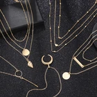 Многослойное женское винтажное ожерелье с подвеской-кристаллом, цвет золото, звезда, простое колье-ошейник, бижутерия, 2021