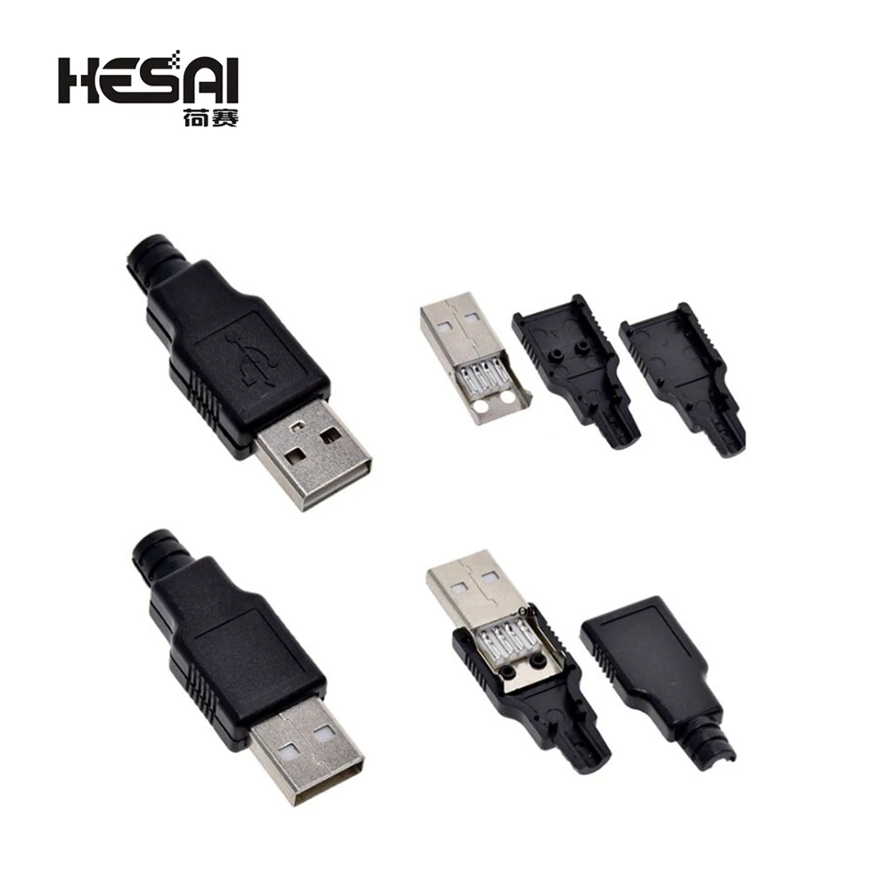 4-контактный Штекерный разъем USB типа А с черной пластиковой крышкой адаптер для