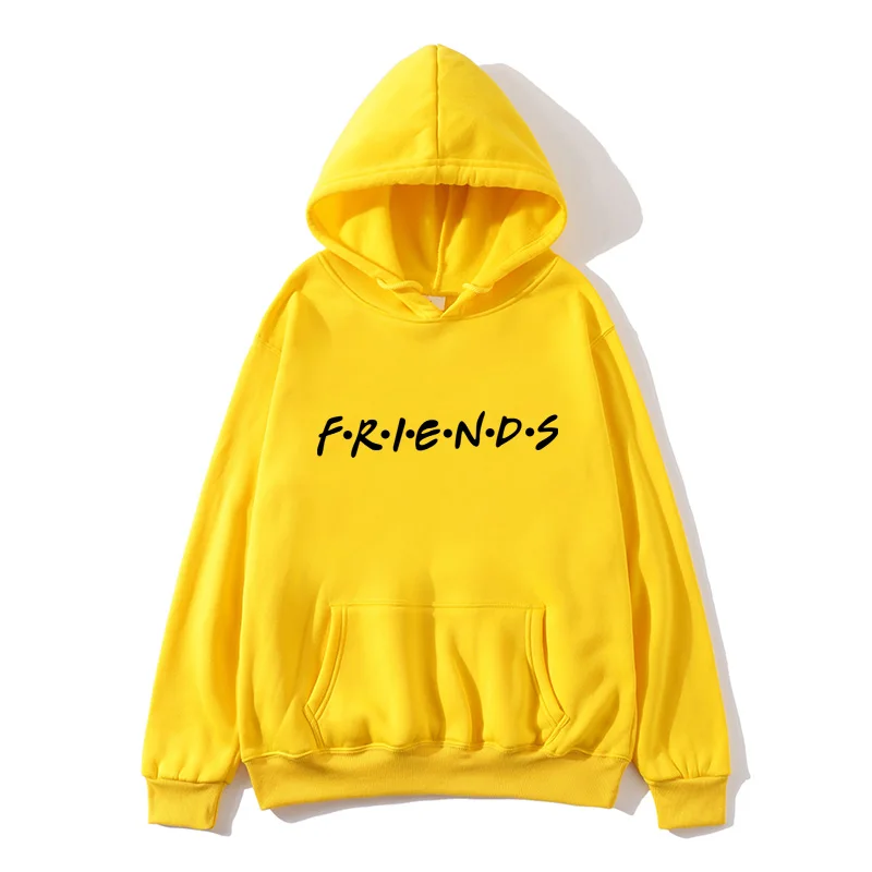 

Womens FRIENDS Printed Hoodies Casual Loose Autumn Striped Long Sleeve Hooded Sweatshirts Fleece Warm Street Sports menPullovers