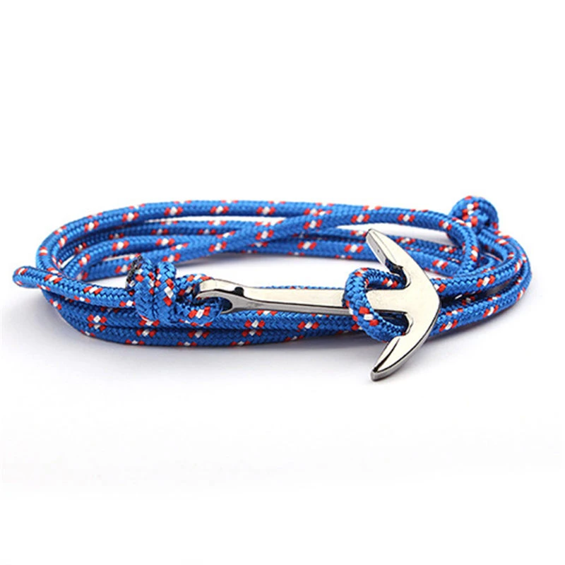 1-8 Adjustable Paracord Anchor Bracelet Woman Men Charm Bracelets Alloy Anchor Nylon Rope Chain Armband Vintage Bracelets& Bangles - Окраска металла: 1-8