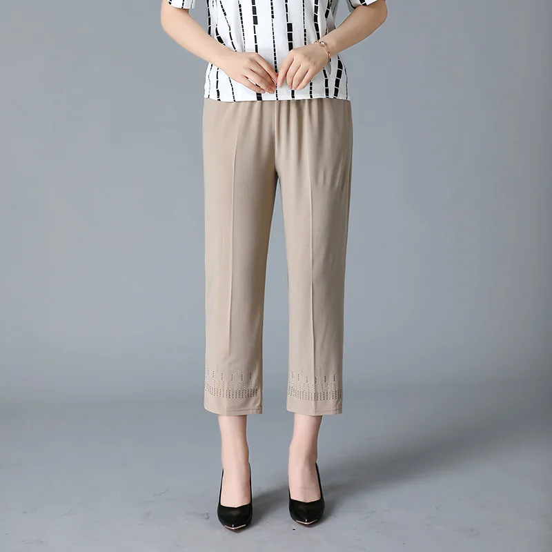 Летние тонкие укороченные брюки новые женские однотонные повседневные