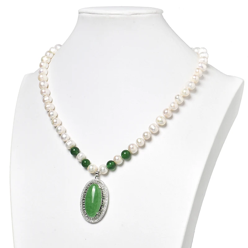 

Натуральный пресноводный жемчуг 8-9 мм с 25x39x10 мм зеленый овальный кулон изготовление Diy белый жемчуг ожерелье 18 дюймов H506